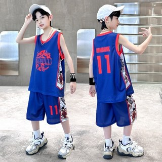 男童夏裝套裝新款中大兒童速乾無袖背心運動球衣男孩夏季籃球服潮