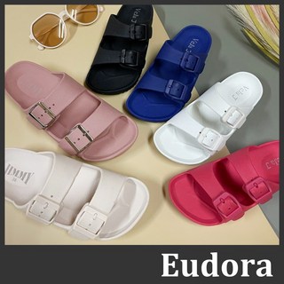 【Eudora】MIT台灣製 防水拖鞋 沙灘鞋 平底拖鞋 情侶鞋 親子鞋 平底軟底 一體成型 柏肯拖鞋 防水鞋, 黑,女款36