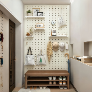 YAPOGI 인테리어 타공판 다용도 수납 선반 원목 공간활용 타공판, 40*60흰색, 1개