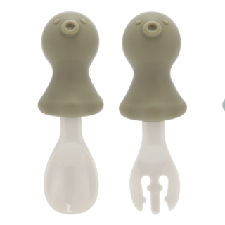 에디슨 실리콘 이유식 스푼포크 케이스세트(문어/베이지), ES1358 문어 - 베이지, ES1358 문어베이지, 1개
