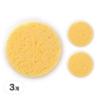 데이마켓 프랑스산 셀룰로오스 해면 세안용 스펀지 75mm X 75mm 15T, 3개, 노랑