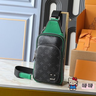 娜娜精品箱包 男士腰包 綠色拼色 單肩包 隨身包 腰包 小包 隨身包 單肩包 斜背包