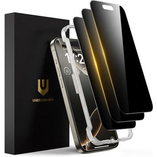 언브레이크케이블 프라이버시 화면 보호필름 아이폰 16 프로 6.3인치 25도 안티스파이 강화유리 간편 설치 정렬 프레임 케이스 호환 9H 경도 지문 방지 3개 세트, iPhone 16 Pro Max