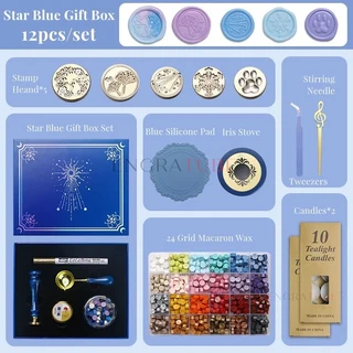 10/12/13/16pcs 왁스 인감 스탬프 선물 상자 세트 어린이 크리스마스 DIY 씰링 포장 봉투 결혼식 초대장 Sc, 01 CHINA, 07 12pcs Set