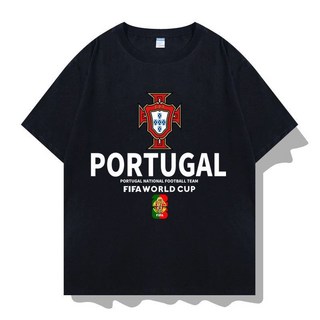 2026 世界杯周邊短袖T恤 - 阿根廷/法國國家隊梅西姆巴佩款, 1個, 黑色葡萄牙S