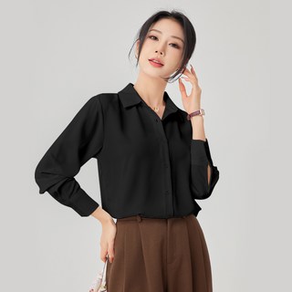 YAMANMAN 여성 베이직 긴팔셔츠 블라우스 출근룩