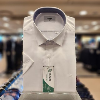 NC 불광점 레노마 셔츠 # 초특가 세일** 화이트 배색 레이온 가볍고 시원한 구김없는 슬림핏 반팔 셔츠 RZUSLP-954-WH-5