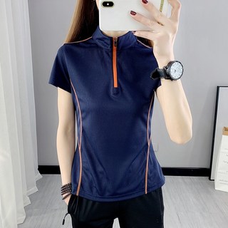 女款短袖速干T恤 運動機能衣 立領超彈力透氣排汗衫 戶外登山涼感衣
