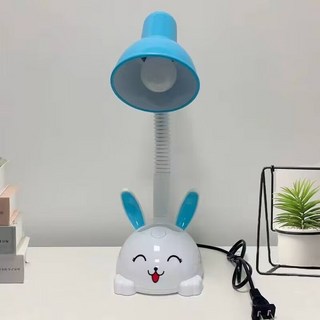台灣出貨 檯燈 LED檯燈 護眼檯燈 彎折檯燈 學習檯燈 兒童護眼檯燈 小學生寫字燈書桌多功能檯燈卡通可愛臥室牀頭燈, 藍色小兔子燈泡款（5瓦白光）