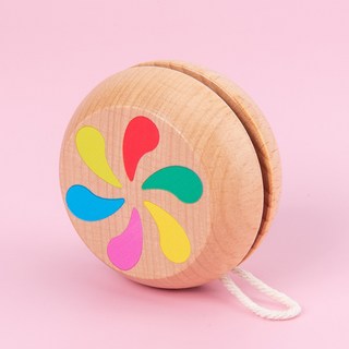 超繪玩 兒童玩具溜溜球 幼兒園小禮物 可愛伴手禮 YOYO球 木製趣味玩具, 1個, XJY-彩色溜溜球
