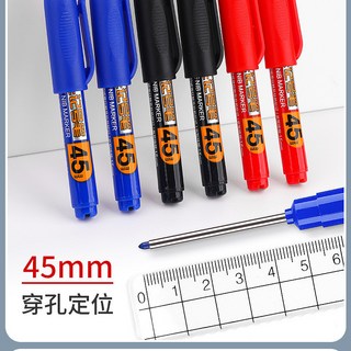 多用途長頭記號筆 - 工程、木工、施工用油性筆 - 防水速乾標記筆, 1個, 可加墨紅色1支+1瓶墨水