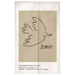 Hoom禾築生活 韓系門簾 和平之鴿-雙開 | 加厚磅數棉麻, 65 x 90cm