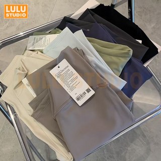 LULU【奶油色系 瑜珈褲】鯊魚褲女 高腰瑜伽褲 運動打底長褲 壓力褲 收蜜桃提臀 健身瑜伽褲