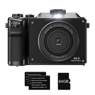 디지털 카메라 사진 촬영용 유튜브 4K HD 와이파이 라이브 스트림 웹캠 캠코더용 18X 줌 자동 초점 녹화 브이로그 56MP, With 128G Card, black-2batteries