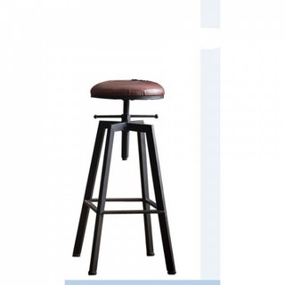 鐵藝酒吧椅工業風旋轉吧凳家用陞降吧臺椅實木高腳椅高吧臺凳子廠 高腳椅 吧臺椅 吧凳 高腳凳 酒吧椅 休閒椅 咖啡廳吧檯, 皮墊椅面（無靠背）—顏色請備註, 1個