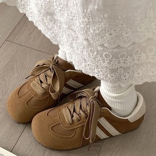 35-43大碼寬楦女鞋 軟底復古德訓鞋 阿甘休閒運動板鞋 防滑舒適