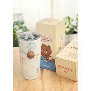 現貨 全新 LINE FRIENDS 熊大不鏽鋼杯500ml 造型吊飾組 2025華南金 股東會紀念品 全新現貨, 1個