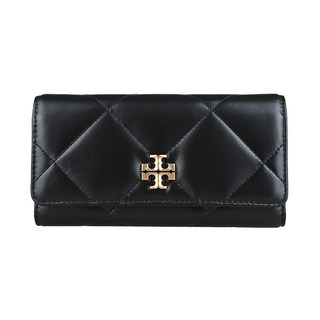 TORY BURCH Kira 金屬T字LOGO皮革斜紋翻蓋磁吸長夾