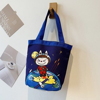 帆布手提袋 卡通彩繪購物袋 環保便當袋 學生書袋