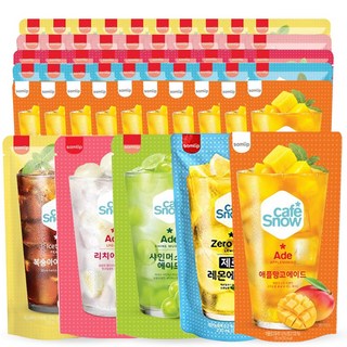 삼립 카페스노우 230ml 5종 x50개( 애플망고/리치/레몬제로/제로망고/복숭아), 50개
