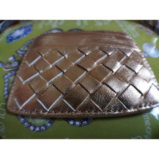 義大利 pelletteria 金色編織 信用卡夾 皮夾全小羊皮