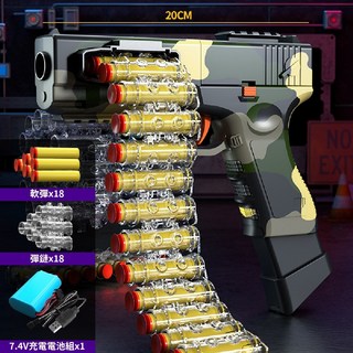 黑白寶貝 電動連發軟彈槍 軟彈槍 手動軟彈槍 仿真格洛克手槍 兒童玩具槍 EVA安全軟彈 可發射軟彈, 1個, 迷彩, 迷彩