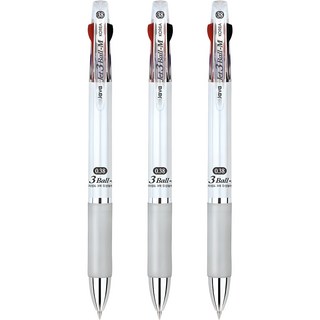 JAVAPEN Jet 3 Ball-M 油性三色筆, 0.38mm, 白色, 3個