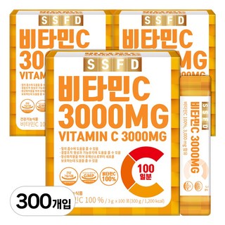 순수식품 비타민C 3000 가루 분말 스틱 파우더, 300g, 3개