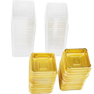 사각 화과자 케이스 뚜껑 50p + 밑판 50p, 골드, 1세트