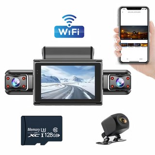 4채널 128G 고화질1080p 블랙박스 스마트폰 연결와이파이 자체설치 차량용블랙박스, 전1080+뒤의720+측480+WIFI, 128GB, 아이템