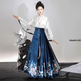 中國風 原创汉服中国风飞机袖马面裙女装日常套装新中式上衣下裙印花螺钿, 飞机袖上衣（偏宽松）,M（身高155-168）