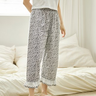 TERAWOOD 女款透氣克萊兒花朵60支棉紗九分睡褲