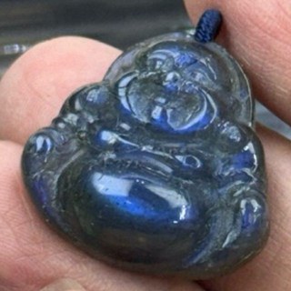 采禪手作 B470 拉長石 佛公 彌勒佛 吊墜孔 22.6*23.7*10.3mm, 1個