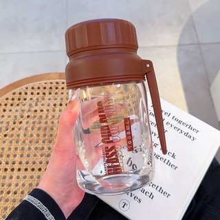 嚴選品質 大容量運動水壺 1000ml 泡茶玻璃杯 高顏值簡約 戶外喝水杯 韓系設計 男女適用 夏季必備 便攜水壺 健身, 1個, 咖啡色1000ml