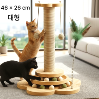 트루행센 원목 고양이 스크레쳐 기둥 장난감, 1개, 우드