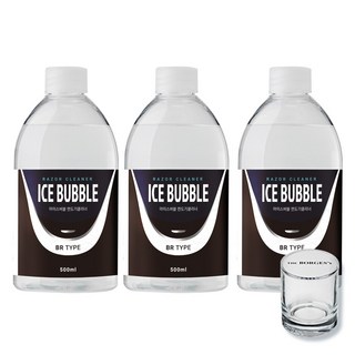 아이스버블 면도기세정액 번들, 1세트, +유리컵 증정, BR타입(브라운 호환) 500ml 3개
