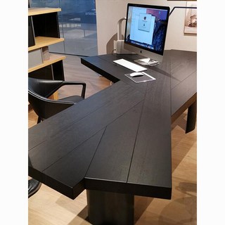 現代簡約實木辦公電腦桌：電競異形設計師款工作寫字台，打造舒適高效空間, 單桌：130*70*75cm 厚5,否