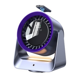 製冷搖頭循環扇 桌面小夜燈, 深灰色, 充電款