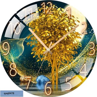 台灣出貨 籽熙鐘表客廳家用掛鐘靜音創意石英鐘臥室時鐘裝飾免打孔掛表掛墻, 飛馬行空【大號 12in左右】,鋼化玻璃