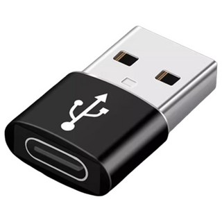 USB轉TypeC 轉接器 轉換充電 可用於CarPlay 資料快速傳輸, 黑色, 1個
