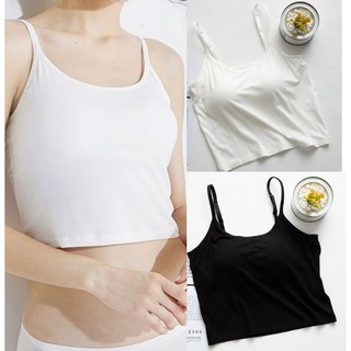 블리스8 여성 모달 노와이어 일체형 크롭 브라캡 나시 2P세트