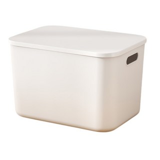 日系簡約帶蓋收納盒 純色收納籃 玩具衣物整理箱, 白色, 1個