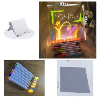 炫酷發光夜市擺攤手寫字牌，電子可擦寫廣告牌，透明書寫板搭配熒光筆，夜市促銷神器, 1個