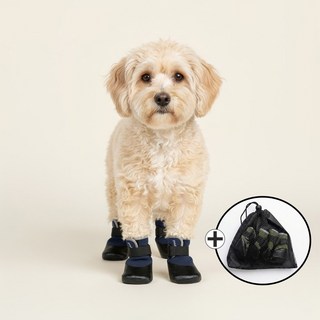 푸키 강아지 논슬립 삭스핏 슈즈 4P, 1세트, 네이비(기모안감)