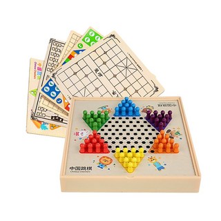 多合一棋盤, 1套, 五合一-跳棋＋五子棋＋象棋＋飛行棋＋軍棋