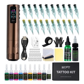 URBAN 2 彩屏無線刺青機 紋身筆 套組, 1個, 咖色套組, 咖色套組