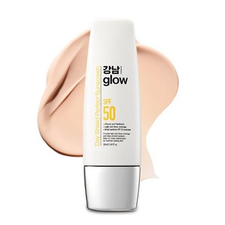 GANGNAM GLOW 선크림 메이크업 베이스 데이 쉴드 퍼펙트 톤업 선크림 SPF 50 UV 차단 UV 차단 틴트 초벌 50ml 선크림 선크림 보습 모이스트 한국 화장품, 1개