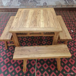 老榆木方桌民宿仿古八僊桌 實木餐桌 清倉馬蹄桌