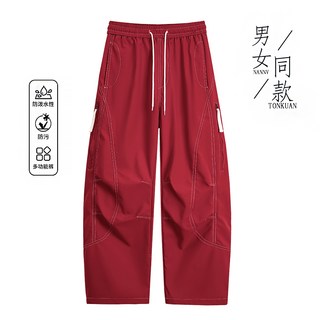 NANVV TONKUAN 情侶款寬鬆休閒工裝長褲 多巴胺戶外登山防水長褲