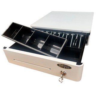 祥興錢箱 收銀錢箱 附RJ11線 - 適用於收銀機/收據機/POS發票機/出單機及RJ11介面, 1個, 圓弧雙用型RA33型附鈴聲,白, 白